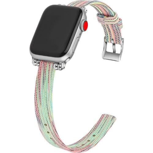 Nylon Canvas Watchband for Apple Watch Series 6 5 4 38mm 42mm Women Jewelry Strap Bracelet Band for iwatch 3 2 1 40mm 44mm