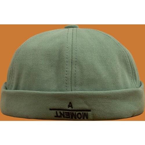 2020 Embroidery Brimless Letter Cortical Adjustment Band Skullcap Docker Melon Sailor Short Cap Hats Casual Vintage Beanies Hat