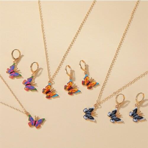 Temperament Fairy earrings Butterfly Wings Drop Earrings Dreamy Gradient Multi-Color Earrings Set Romantic Bridal Jewelry