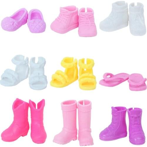 Random 5x Shoes for Barbie Doll Sister Kelly Doll Sandals Boots Wedding Party Wear Clothes Dressing Accessories 4'' Doll