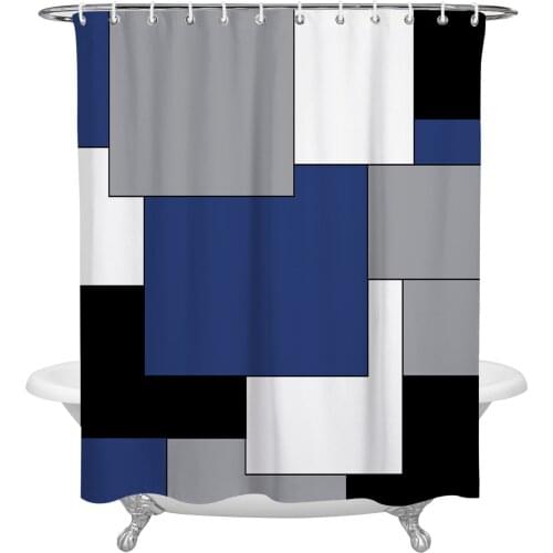 Navy Blue Black Abstract Shower Curtain Waterproof Polyester Fabric Bathroom Curtain Home Bath Curtain with Hook