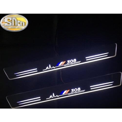 4PCS Waterproof Acrylic Moving LED Welcome Pedal Car Scuff Plate Pedal Door Sill Pathway Light For Peugeot 308 Sedan 2008 - 2018