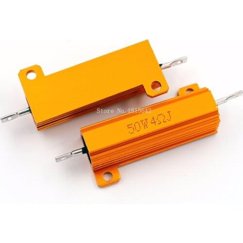 RX24 50W 4R 4RJ Metal Aluminum Case High Power Resistor Golden Metal Shell Case Heatsink Resistance Resistor 4 ohm 50w