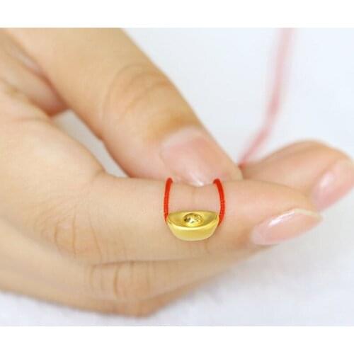 Jewelry 24K Yellow Gold Womens Lucky 3D Yuan bao Bead 0.4-0.8g
