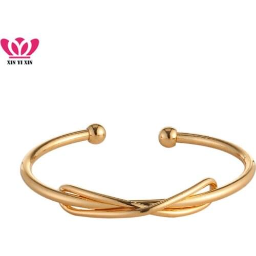 Bow Gold Cuff Bangles Women Color Rose Gold Open Cuff Bracelet Bangles Metal pulseira Fashion Bulgaria Jewelry For Women 2019