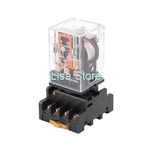 1pcs MK3P AC 220V Coil 3PDT 11-Pin Electromagnetic Relay + 35mm DIN Rail Socket Base