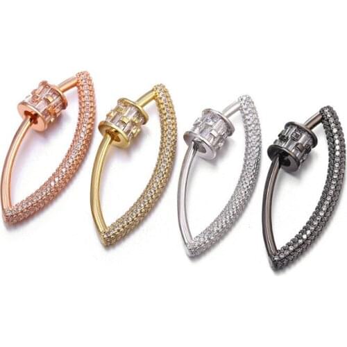 3PCS, Oval shaped DIY Jewelry Zirconia Clasps Copper Connector Micro Pave CZ Lock Carabiner For Jewelry Making