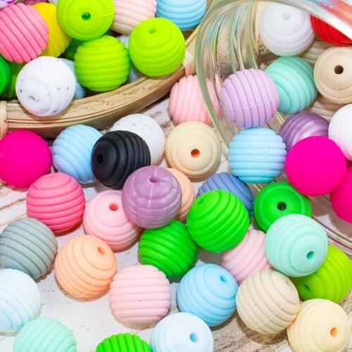30PCS Beehive Silicone Beads Colorful BPA Free 15mm Round Beads For Baby Chewable Chewing Toys Handmade DIY jewelry Bracelet