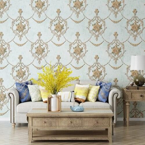 3d European Style Murals Flower Wallpapers Home Decor Free Collocation Floral Wallpaper Stripe Embossed Roll Room Behang P079