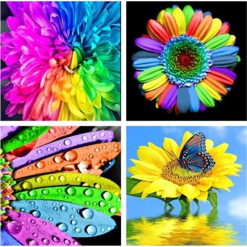 5D DIY Diamond Painting Colorful Flower Full Diamond Embroidery Sunflower Cross Stitch Kit Rhinestones Mosaic Home Decor Crafts
