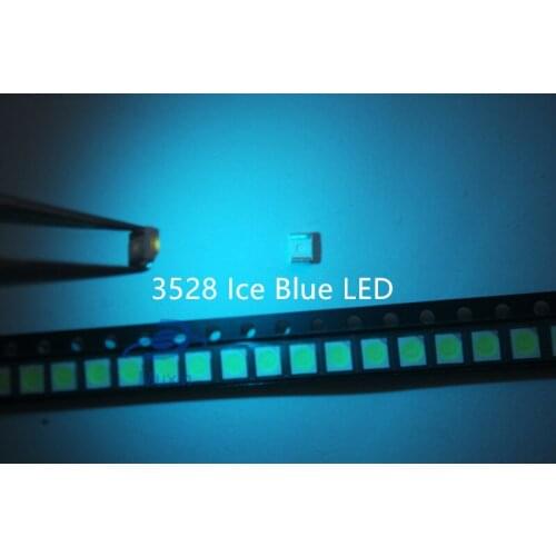 6000PCS/LOT SMD LED 3528 Light Blue Ice Blue lamp beads 490-495nm 1210 smd led Ice Blue 3.5*2.8mm 3V
