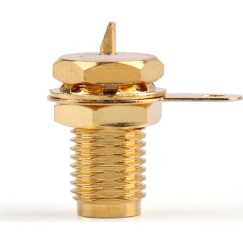 Areyourshop RP-SMA Female Plug Bulkhead PTEE Solder Panel Mount Straight 10Pcs Connector 50ohm Brass Hot Sale Plug Jack