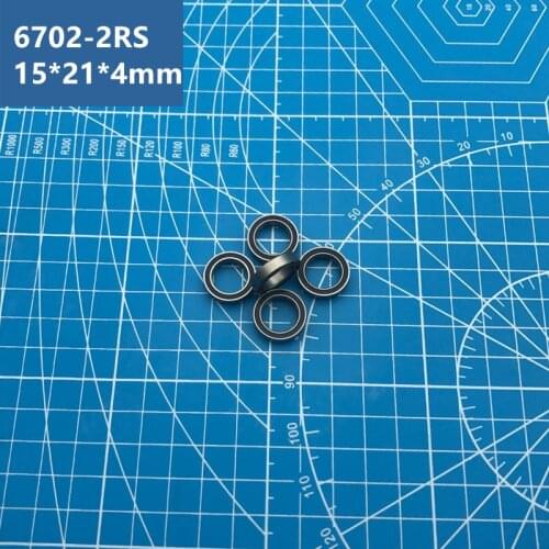 Free Shipping 10pcs 6702RS The high quality of Black sealed ultra-thin section deep groove ball bearing 6702-2RS 15*21*4 mm 6702