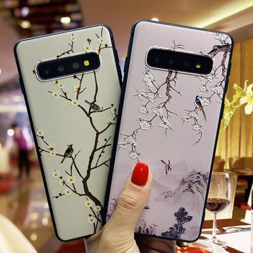 Flower Phone Cases For Samsung Galaxy S20 Ultra Case Cover Fundas Samsung S9 S10 Plus Coque 3d Emboss Marble Soft TPU Back Capa
