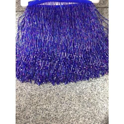 DX0012 # 5 yards /bag 15cm colorful blue round beads satin ribbon fringe tassel for garment/decorative/wedding dress