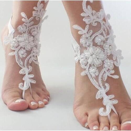 Elegant Lace Toe Bind-anklets Wedding Barefoot Sandals 2020 Anklet Chain Cheap Custom Made Bridal Bridesmaid Jewelry Foot