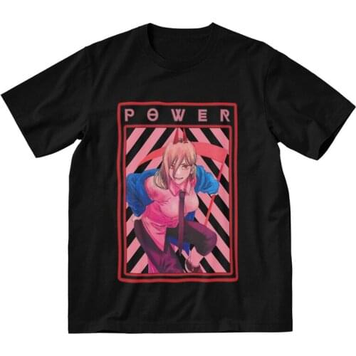 Power Chainsaw Man T-shirt Men Streetwear T Shirt Short Sleeve Cotton Anime Manga Tshirt Cool Tees Tops