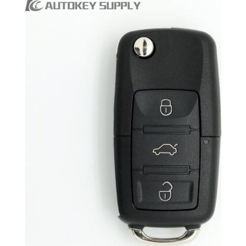 For VW 3 Buttons Remote Flip Key Shell AutokeySupply AKVWF107