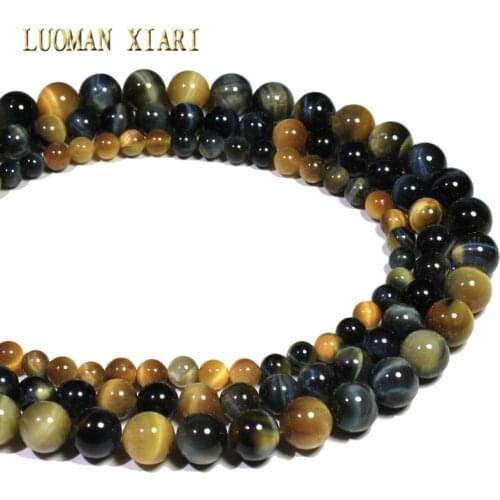 Wholesale Mix Color Tiger Eye Natural Stone Round Beads For Jewelry Making DIY Bracelet Necklace Material 6/8/10 mm Strand 15