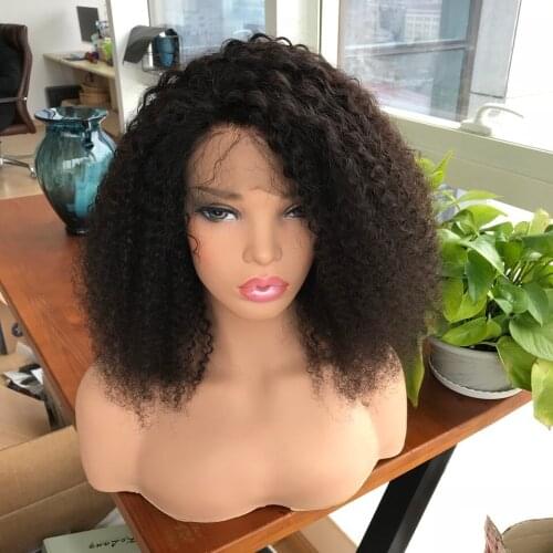 Kinky Curly Lace Front Wig Pre Plucked Bob Wigs With Baby Hair Brazilian Remy Human Hair Black Color Human Hair Wigs For Women