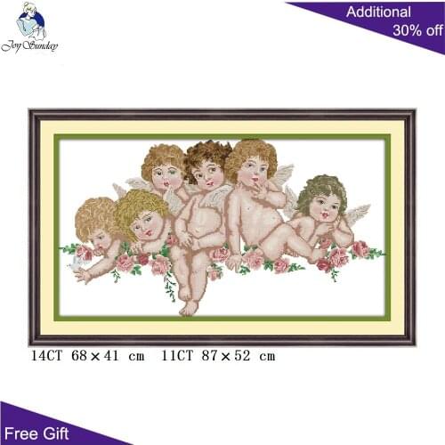 Joy Sunday Wonderful Gifts Little angels Cross Stitch R925 14CT 11CT Counted and Stamped Little angels Cross Stitch kits