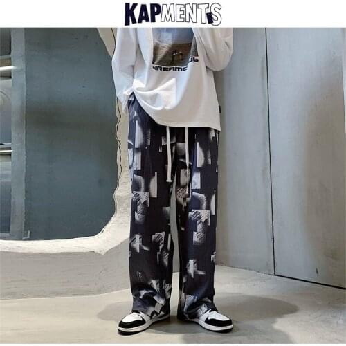KAPMENTS Men Harajuku Japanese Streetwear Baggy Sweatpants 2021 Mens Tie Dye Vintage Fashion Joggers Man Causal Kpop Sweat Pants