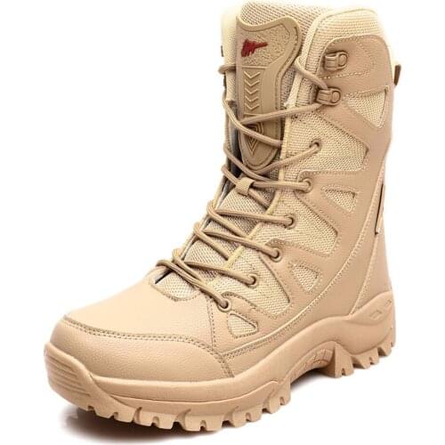 Mens Desert Tan Military Tactical Work Ankle Boots Shoes Desert Climb Combat Plus Size 39-46 New 2020 W01