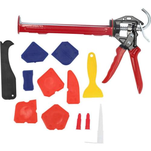Caulking Gun Tool Kit with Multifunction Grout Scraper Hand Silicone Cartridges DIY Caulk Gun