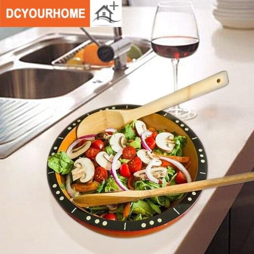 6 Bamboo Kitchen Utensils Set Tools Wooden Serving Spoon Spatula Fork Brown New