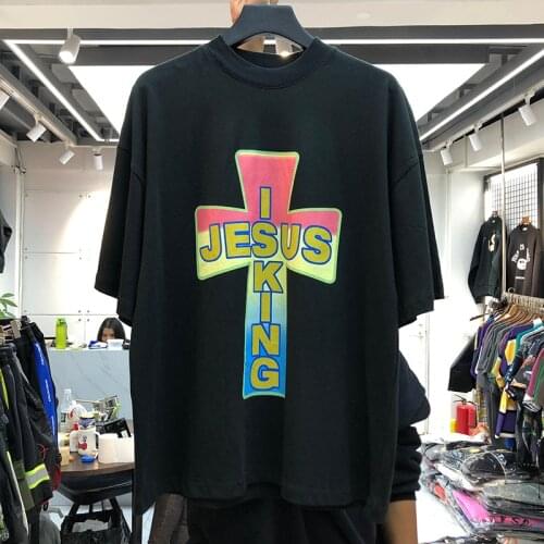 2020 Jesus is King T-shirt New Kanye West T-shirts Color Cross Logo Print Tops Sunday Service Tour Tee