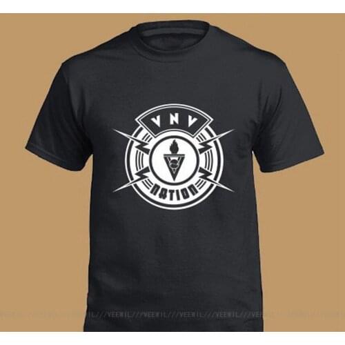 New Vnv Nation Electronic Music Band Logo Mens Black T Shirt Size S To 3xl Short Sleeve Hip Hop Full-figured T Shirt