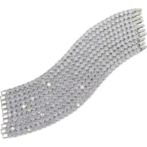 New arrived women tennis chain bracelet with bling 5mm round cz paved silver color wedding party bracelet jewelry wholesale