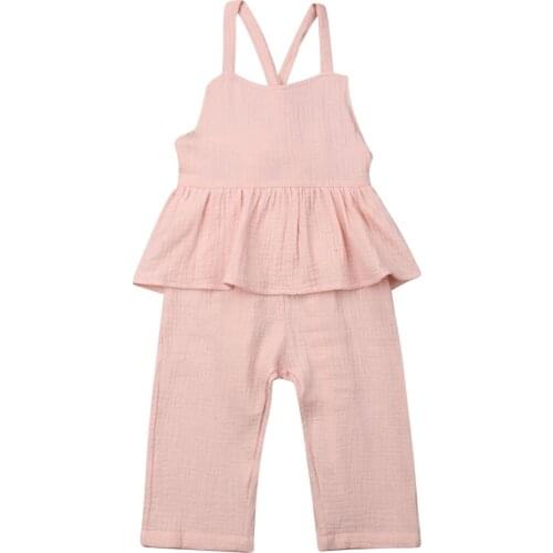 Toddler Girl Clothes Romper Newborn Baby Girl Sleeveless Solid Ruffles Romper Jumpsuit Trouser Clothes Overall One-Piece