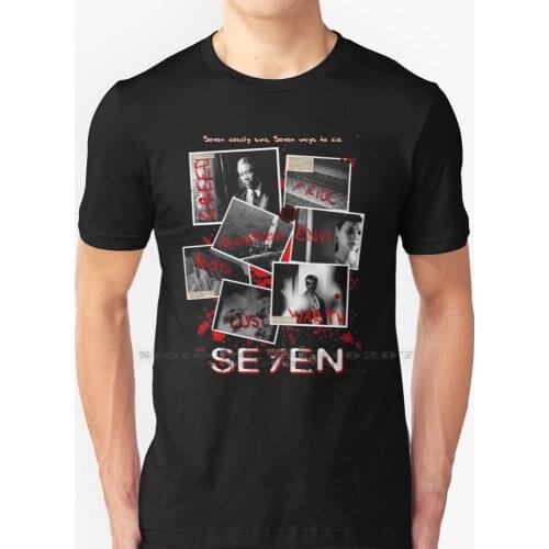 Se7en T Shirt 100% Pure Cotton Se7en Seven David Fincher Brad Pitt Morgan Freeman Thriller Movie Film Whats In The Box