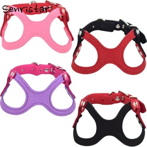 Soft Fiber Suede Leather Pet Harnesses Collars for Small Medium Dogs Adjustable Puppy Chihuahua Yorkshire Vest Harness Chest