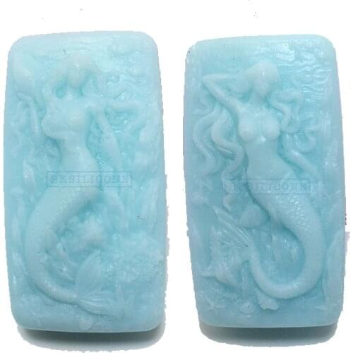 Mermaid pattern rectangle shape Silicone mold Fondant cake mold resin clay sugar craft mold DIY decorating tool soap mold