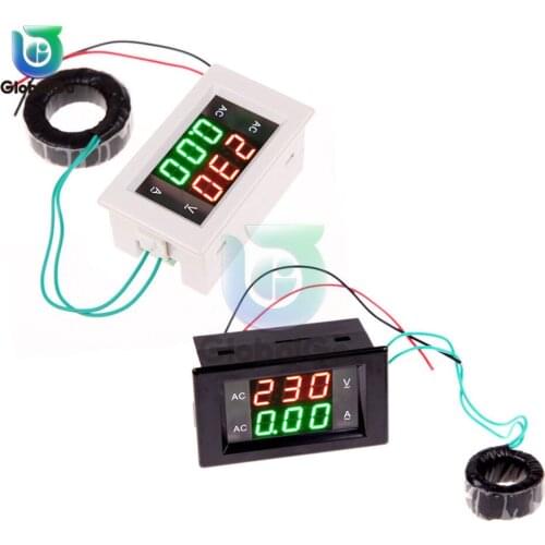 LED Digital Dual Display Voltmeter Ammeter Voltage Gauge Current Meter Tester AC 100V-300V 0-100A AC Voltage Detector Sensor