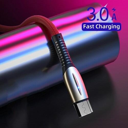 LED Micro USB Type C Cable 3A Fast Charging Wire For Huawei Honor 10 9X 8X Xiaomi Redmi 6 Android USB Charger Microusb Data Cord
