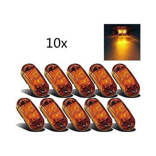 TNOOG 10 PCS Amber 2LED Clearance Lights For Trailer Truck Lorry Side Marker Turn Signal Lamp Handy 12V 24V Waterproof