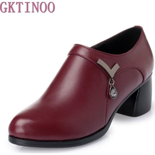 Spring Autumn New Shoes Women OL Pumps Spring Mid Heels Offical Comfortable Soft Leather Shoes Size 35-41