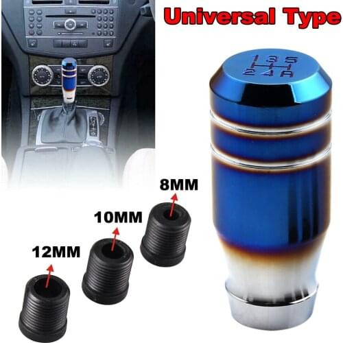 Universal Fit 3"/8cm Bride Burnt Blue Aluminum Car/Auto 5 Speed Gear Shift Knob Shifter Lever Manual Stick Head Replacement Kit