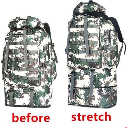 100L Large Capacity Camouflage Extensible Luggage Backpack Men Women Outdoor Travel Climbing Desert Hiking Camping Tent Bag