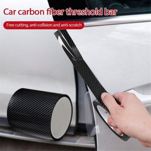 3/5/10M 5D Carbon Fiber Car Sticker Protector Adhesive Tape Car Door Sill Protector Strip Threshold Scratchproof Protective Tape