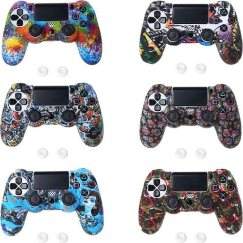 1Set Star Skull Jewel Case Shell Protector Silicone Cover with Joystick Cap for Sony PS4 Slim/Pro Gaming Controller A Retailsale