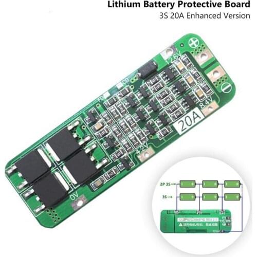 1Pcs 3S 20A 10A 12.6V Charging Protecting Balancer Board Lithium Charger Module Protection 3S 18650 Battery BMS T3N1