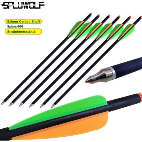 12 PCS Archery Bow and Arrow Crossbow Bolts with Green Orange Vanes Hunting ballestas de caza profesional