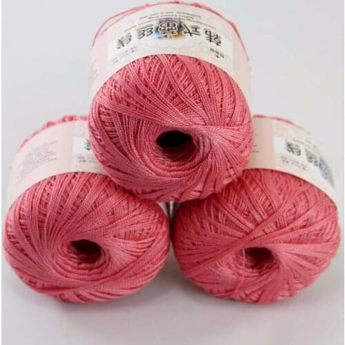3ballsx50g New Soft Hand Cotton Lace Wool Yarn Crochet Shawl Scarf Knitting Coral Pink 16104-3