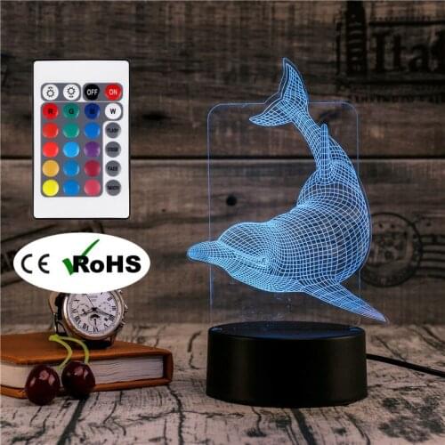 3D Led Novety Lighting Creative Gift Night Light Table Lamp Dolphin Light Led Home Corridor Hotel Party Atmosphere Lights