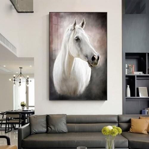 American Style Luxurious Animals Horse Photo Canvas Painting Sofa Background Wall Picture Printing Poster Living Room Decoration
