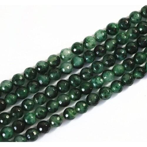 Charms green white natural stone chalcedony jades 4mm 6mm 8mm 10mm 12mm faceted round beads diy beautiful Jewelry B22